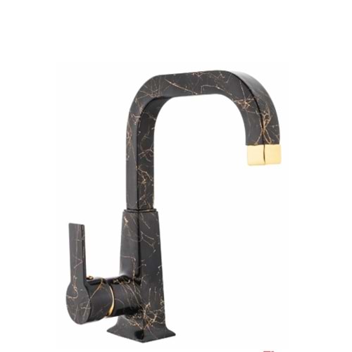 TSA QUQA MİX KUĞU LAVABO BATARYASI SİYAH MERMER DESEN