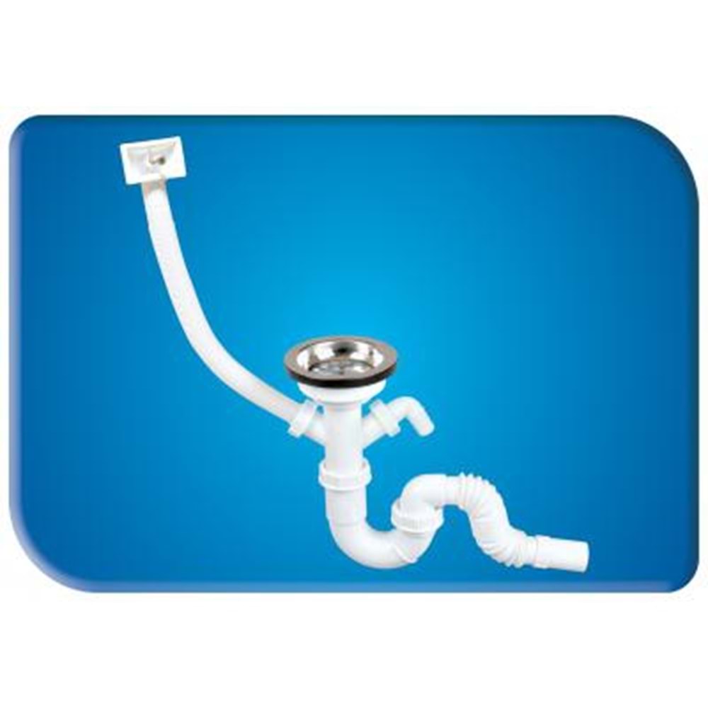 GAMA S TEKLİ ÇÖPMAK SİFONU TAŞMALI